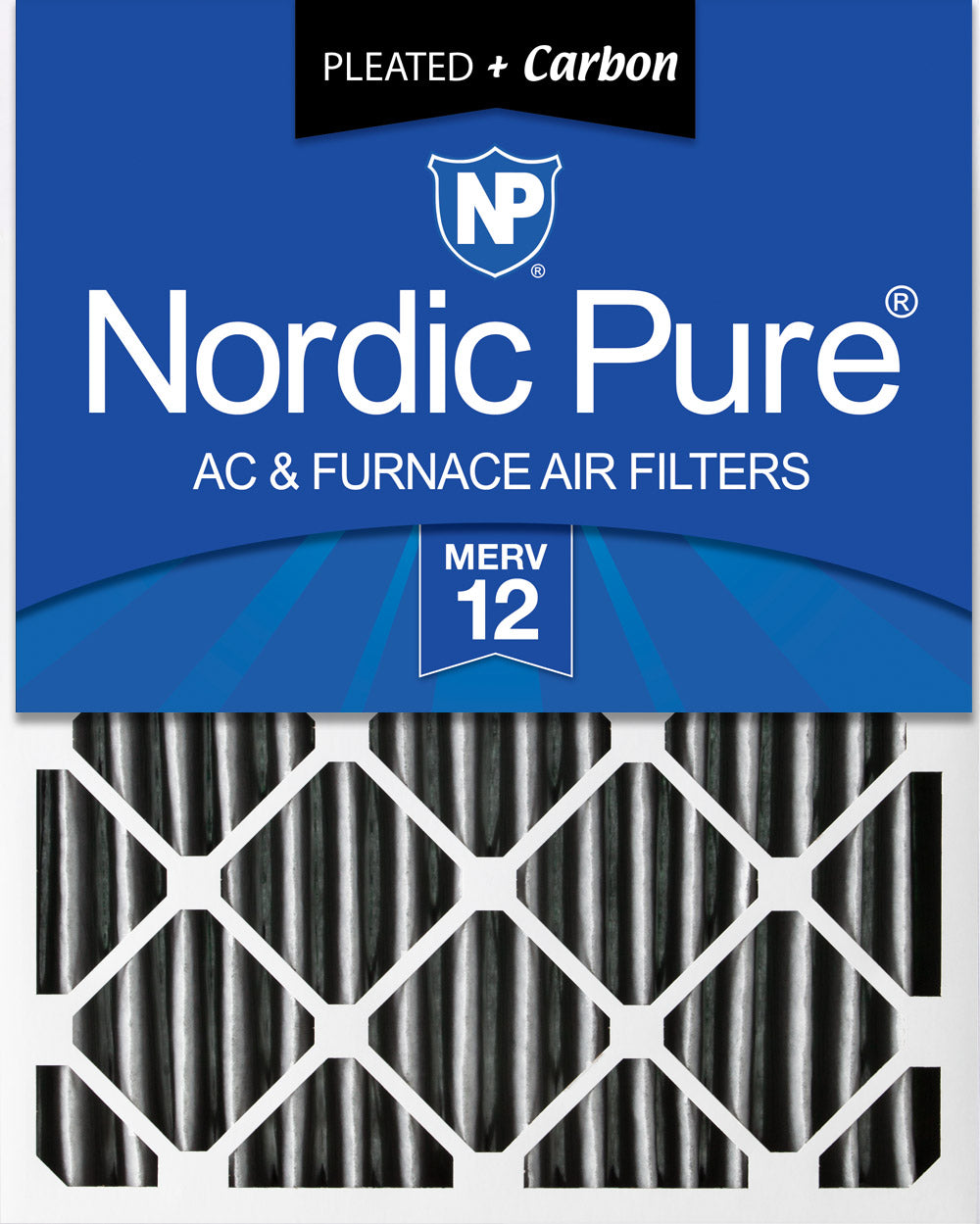24x24x4 (3 5/8) Furnace Air Filters MERV 12 Pleated Plus Carbon 1 Pack