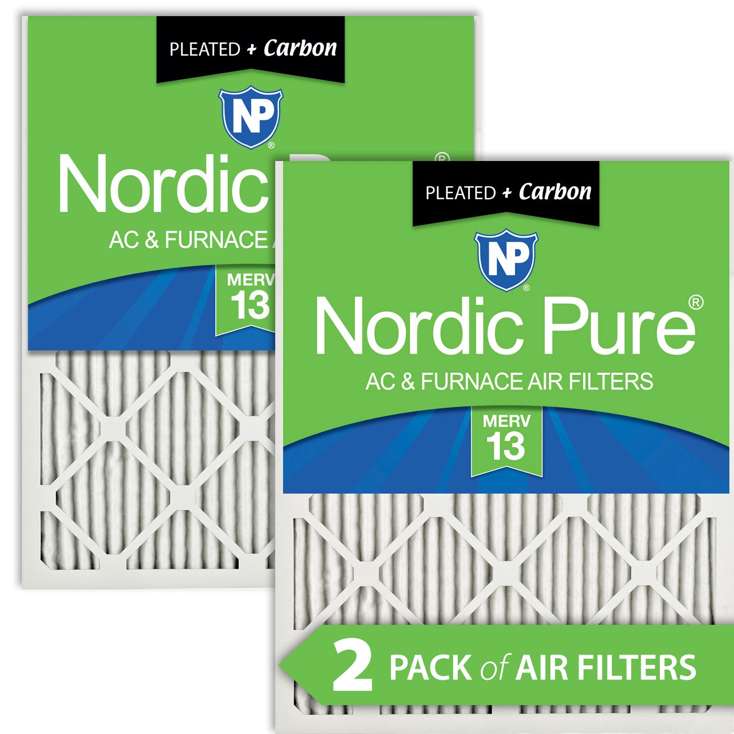 10x10x1 Pleated Air Filters MERV 13 Plus Carbon 2 Pack