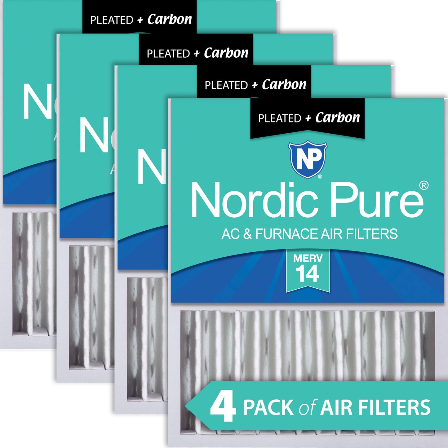 16x20x5 (4 3/8) Honeywell/Lennox Replacement Air Filters MERV 14 Plus Carbon 4 Pack