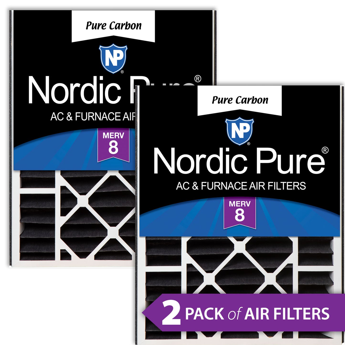 Air Bear 20x25x5 (4 7/8) Replacement 259112-102 Pure Carbon Pleated Odor Reduction Merv 8 Furnace Filters 2 Pack