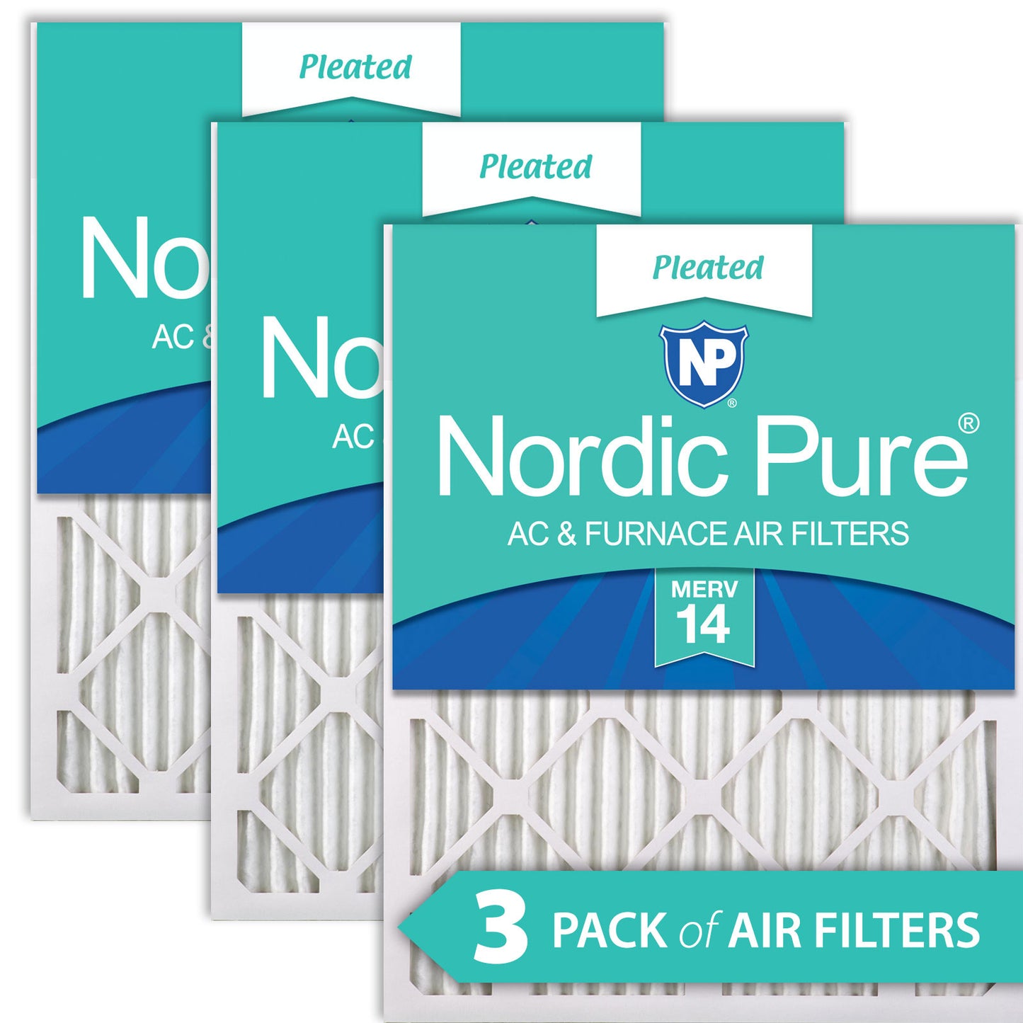 12x12x1 Pleated MERV 14 Air Filters 3 Pack