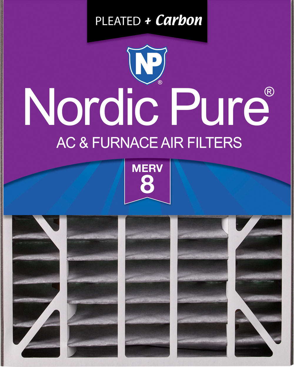 Air Bear 20x25x5 (4 7/8) Air Filter Replacement MERV 8 Pleated Plus Carbon 1 Pack