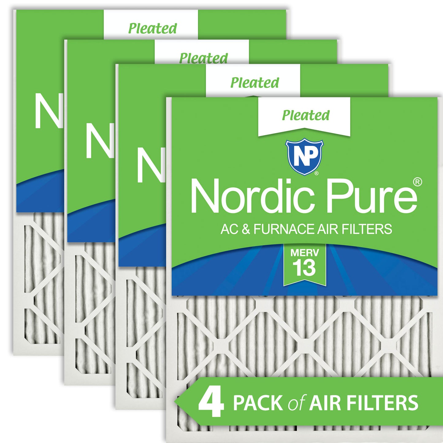 12x30x1 Pleated MERV 13 Air Filters 4 Pack