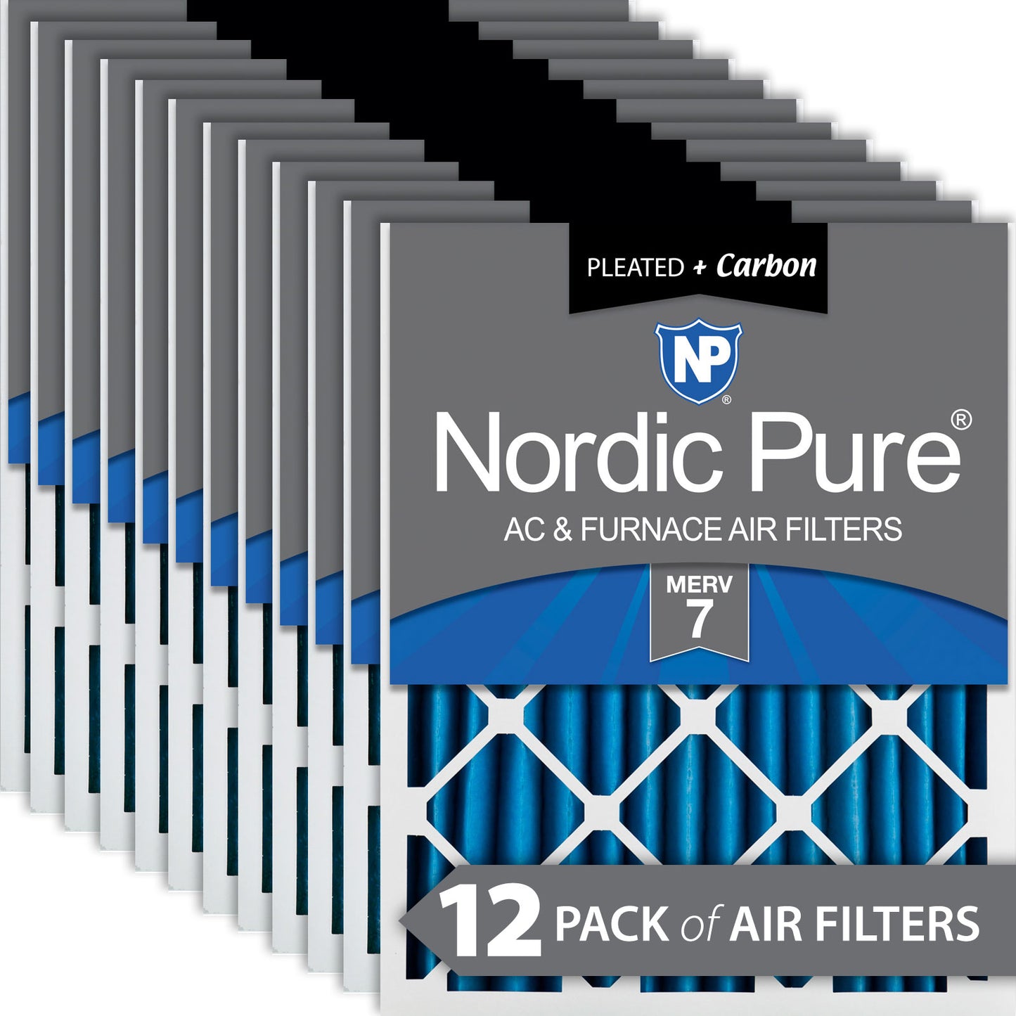 16x20x2 Pleated Air Filters MERV 7 Plus Carbon 12 Pack