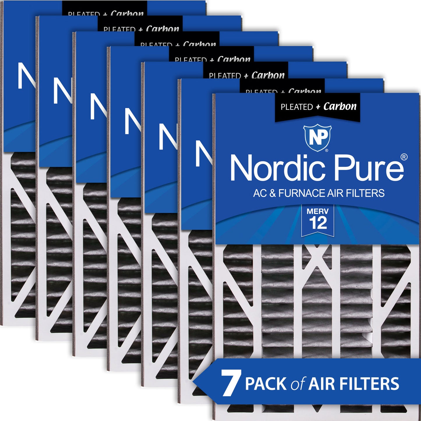 Air Bear Cub 16x25x3 Air Filter Replacement MERV 12 Pleated Plus Carbon 7 Pack