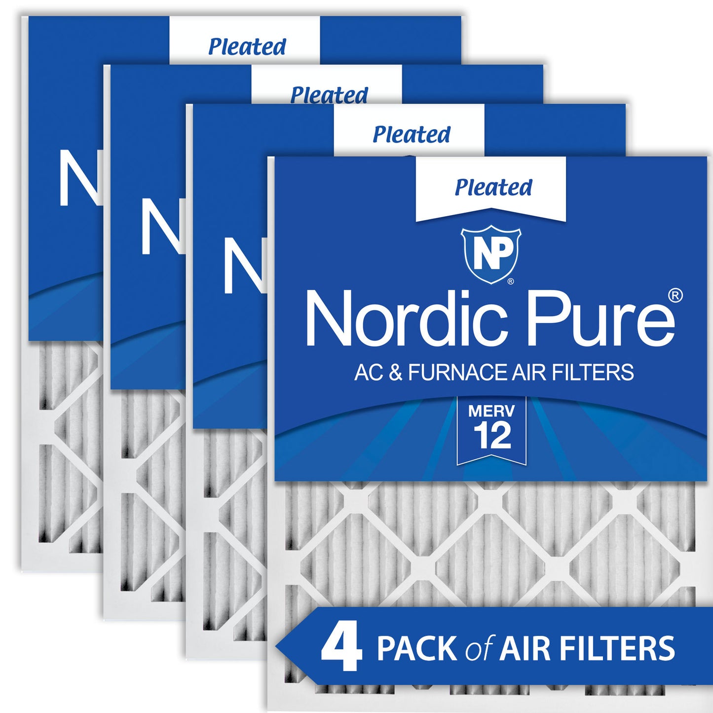 10x10x1 Pleated MERV 12 Air Filters 4 Pack