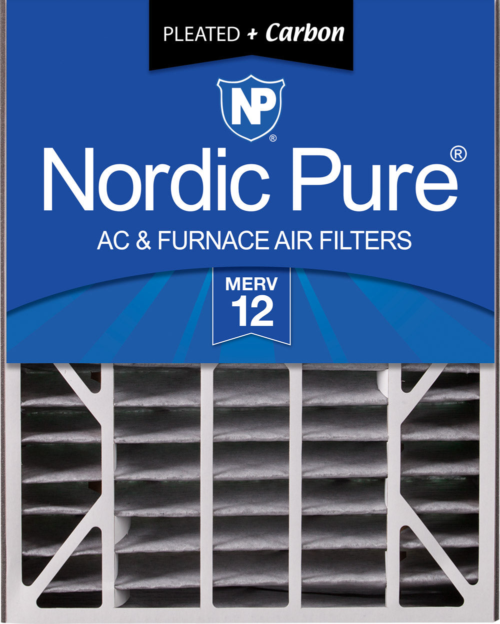 Air Bear 20x25x5 (4 7/8) Air Filter Replacement MERV 12 Pleated Plus Carbon 1 Pack