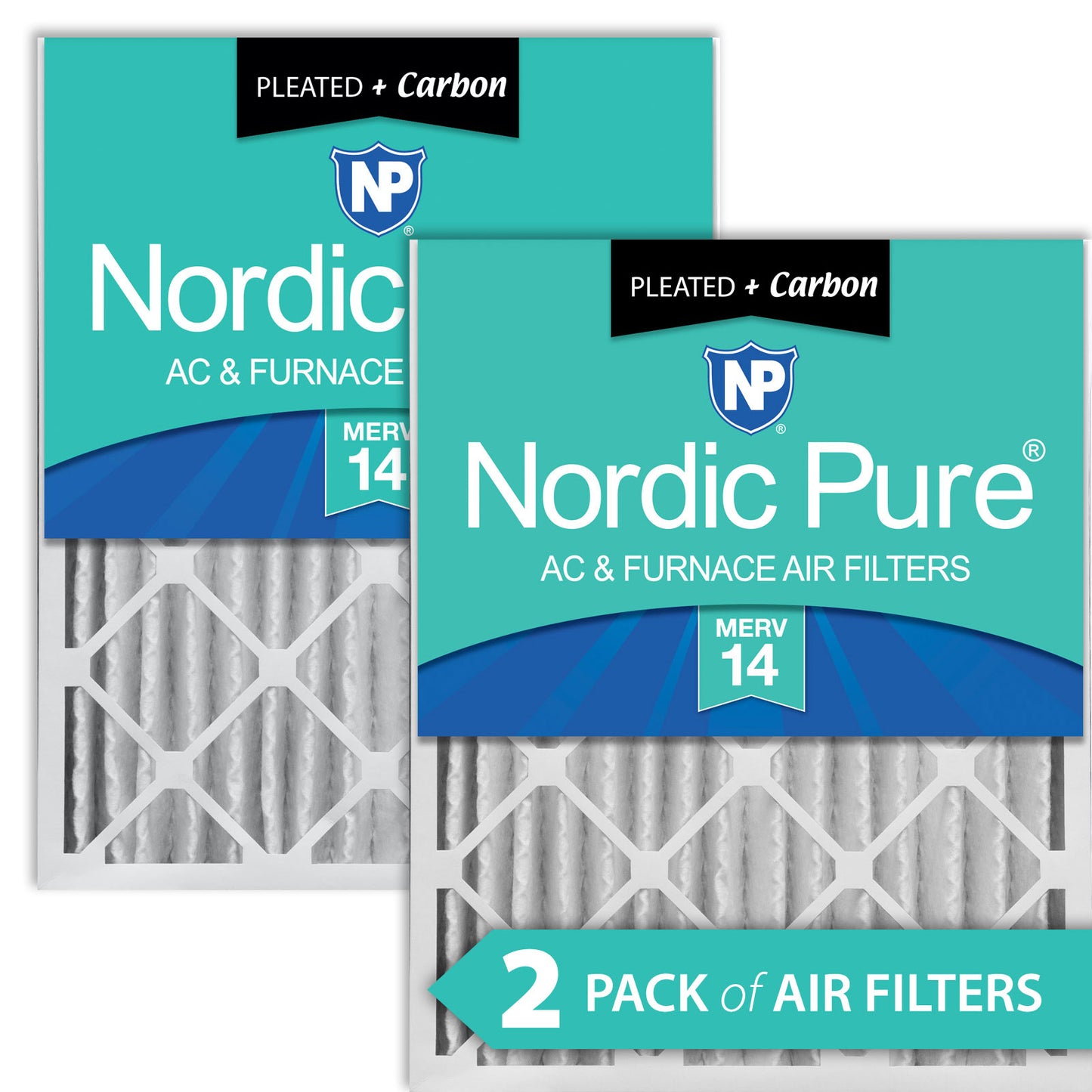 12x24x4 (3 5/8) Pleated Air Filters MERV 14 Plus Carbon 2 Pack
