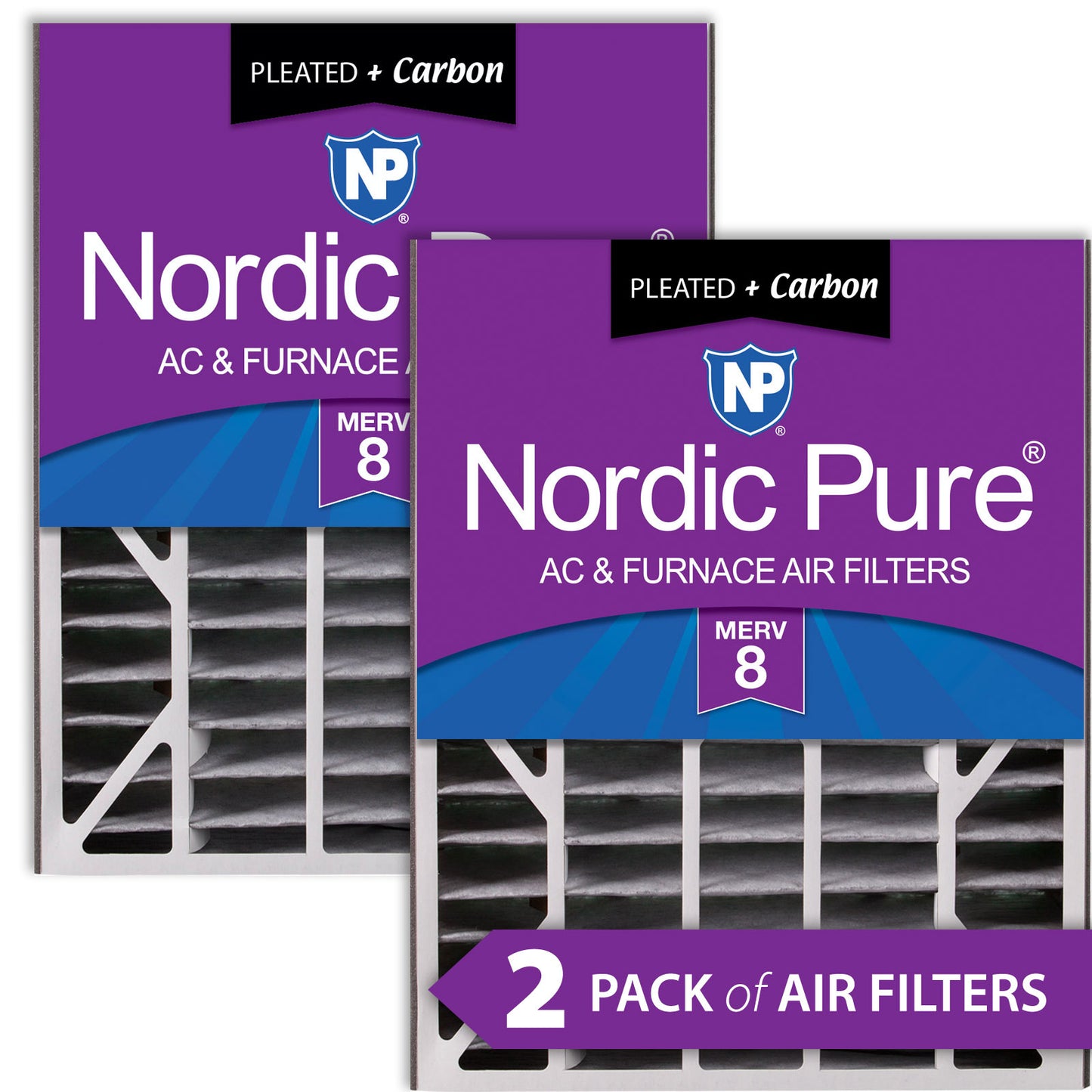 Air Bear 20x25x5 (4 7/8) Air Filter Replacement MERV 8 Pleated Plus Carbon 2 Pack