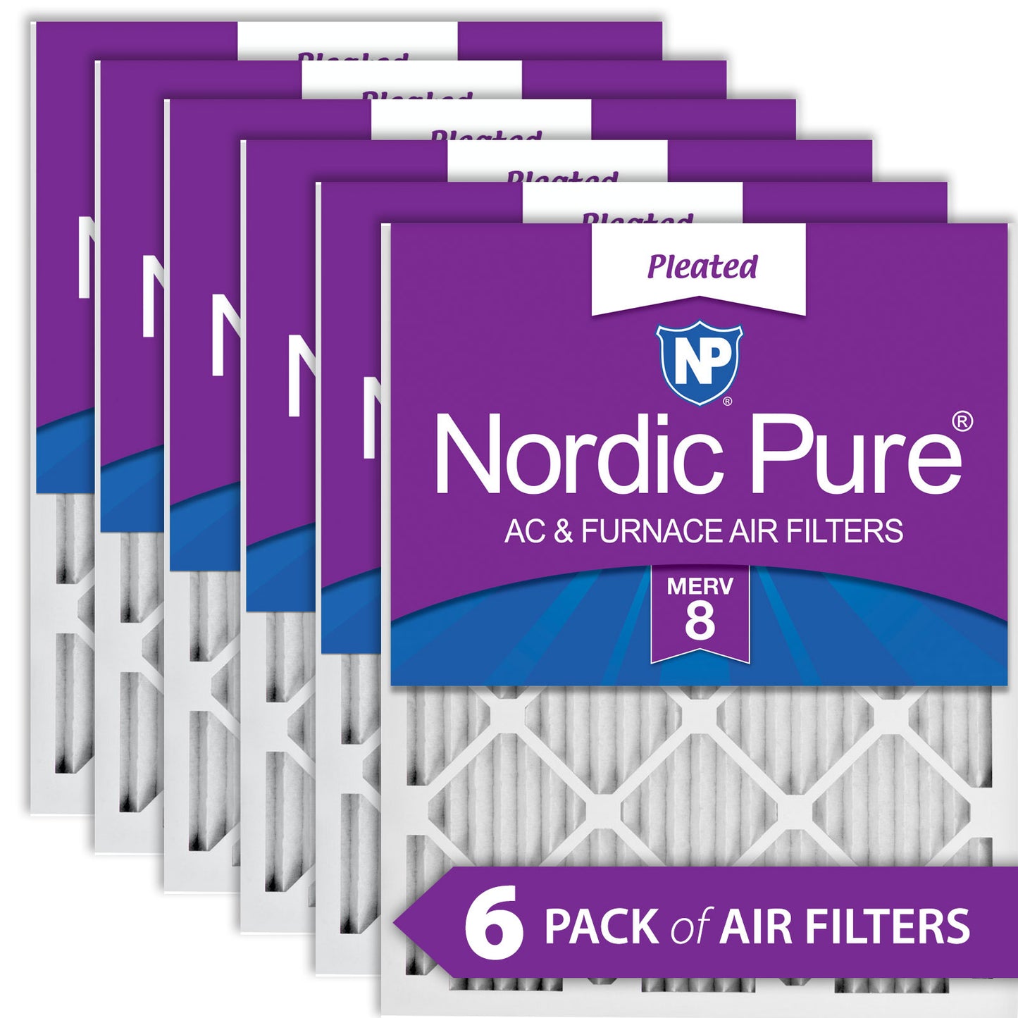 8x20x1 Pleated MERV 8 Air Filters 6 Pack