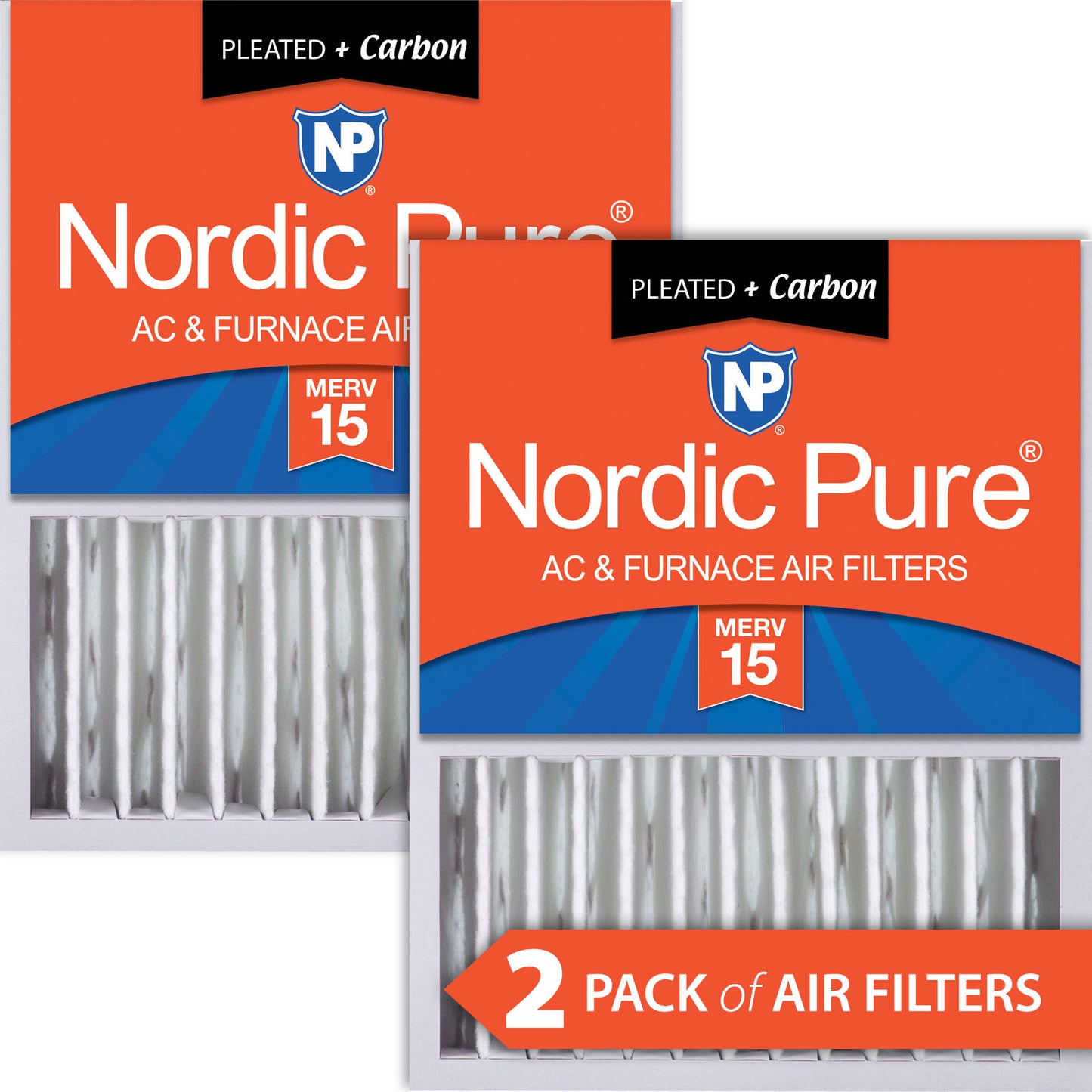 16x20x5 (4 3/8) Honeywell/Lennox Replacement Air Filters MERV 15 Plus Carbon 2 Pack