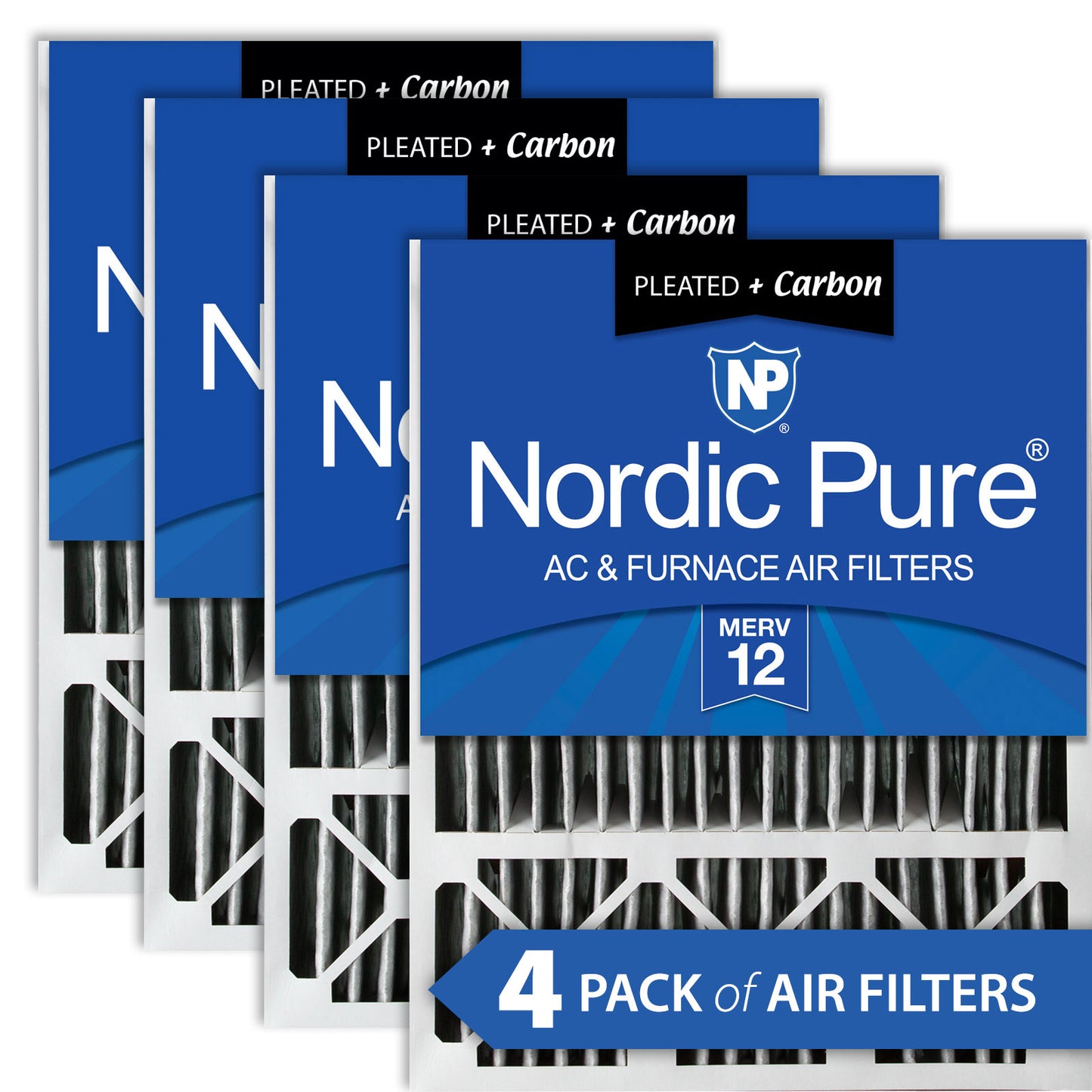 20x25x5 (4 3/8) Honeywell/Lennox Replacement Air Filters MERV 12 Pleated Plus Carbon 4 Pack