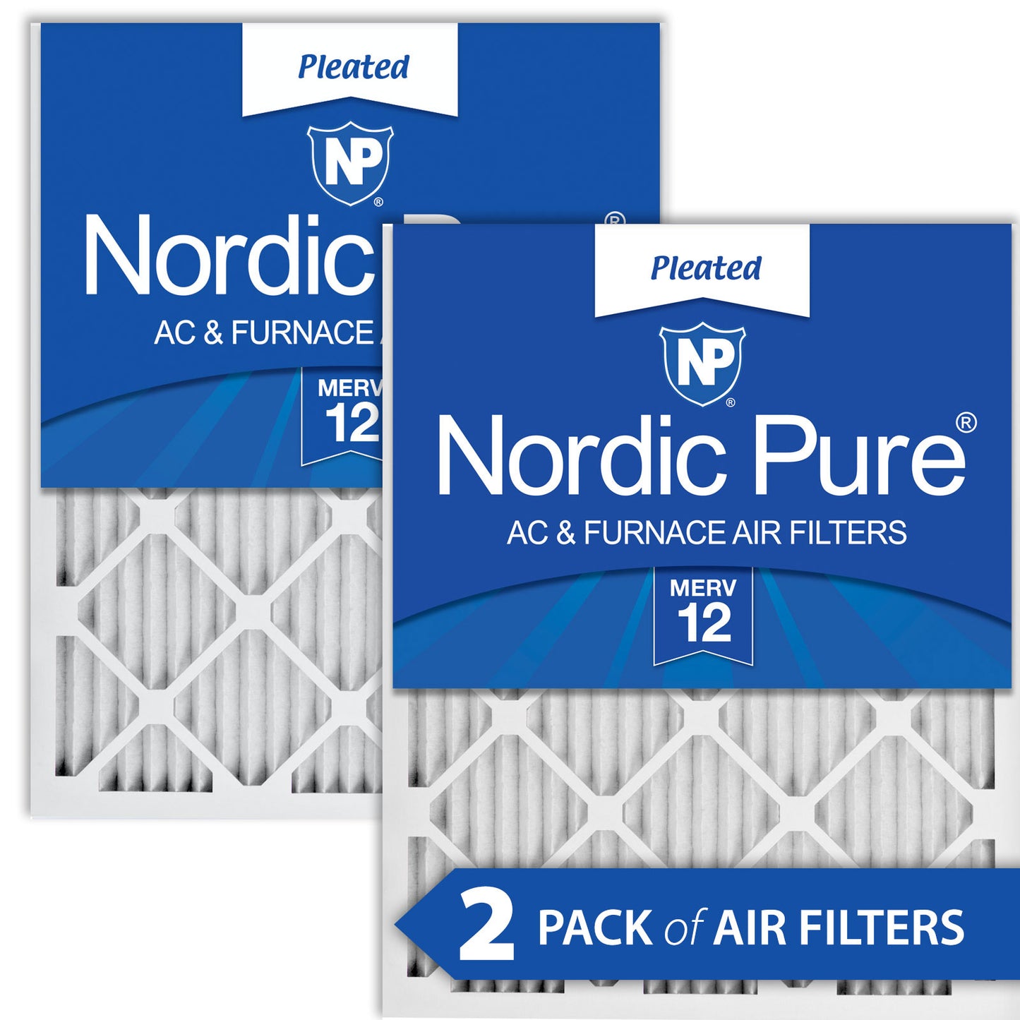 10x10x1 Pleated MERV 12 Air Filters 2 Pack