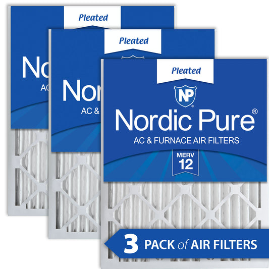 25x25x2 Pleated MERV 12 Air Filters 3 Pack