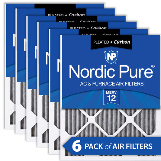 8x20x1 Furnace Air Filters MERV 12 Pleated Plus Carbon 6 Pack