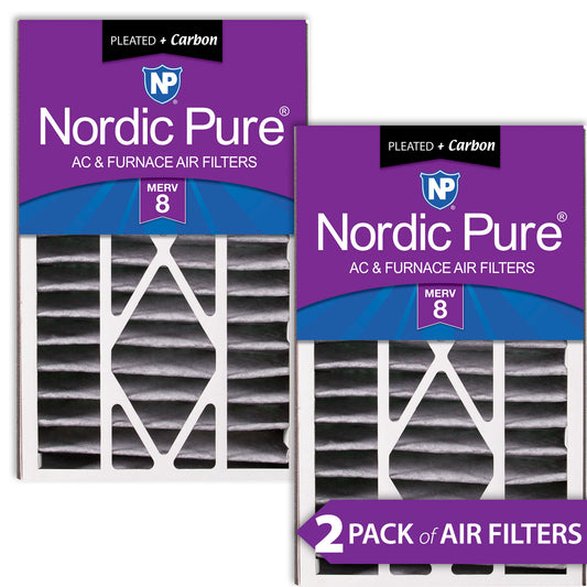 Air Bear 16x25x5 (4 7/8) Air Filter Replacement MERV 8 Pleated Plus Carbon 2 Pack