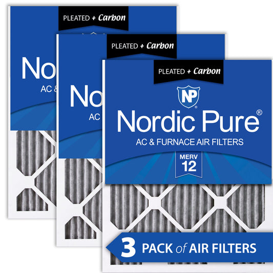 8x20x1 Furnace Air Filters MERV 12 Pleated Plus Carbon 3 Pack