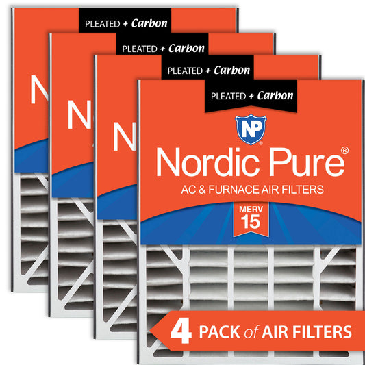 Air Bear 20x25x5 (4 7/8) Air Filter Replacement MERV 15 Plus Carbon 4 Pack