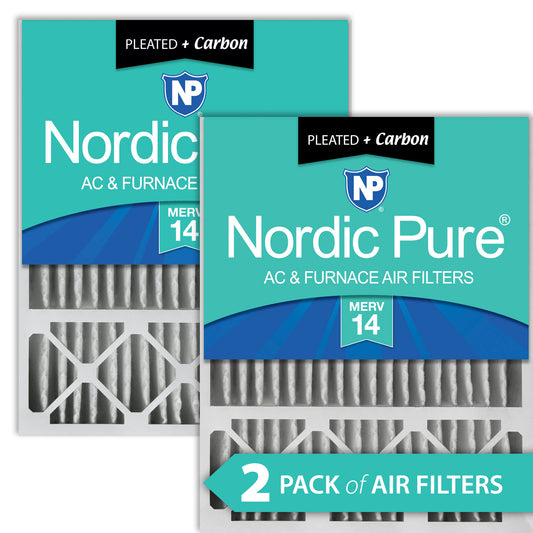 20x25x5 (4 3/8) Honeywell/Lennox Replacement Air Filters MERV 14 Plus Carbon 2 Pack