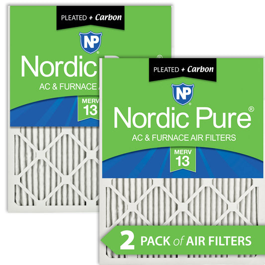 10x10x1 Pleated Air Filters MERV 13 Plus Carbon 2 Pack