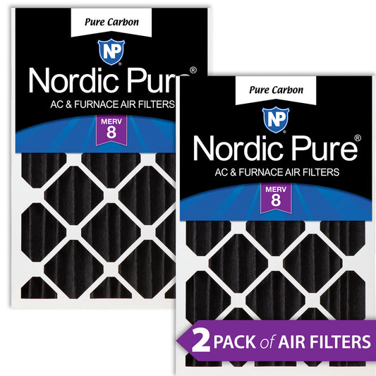20x25x4 (3 5/8) Pure Carbon Pleated Odor Reduction Merv 8 Furnace Filters 2 Pack