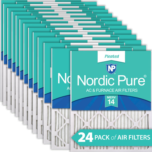8x20x1 Pleated MERV 14 Air Filters 24 Pack