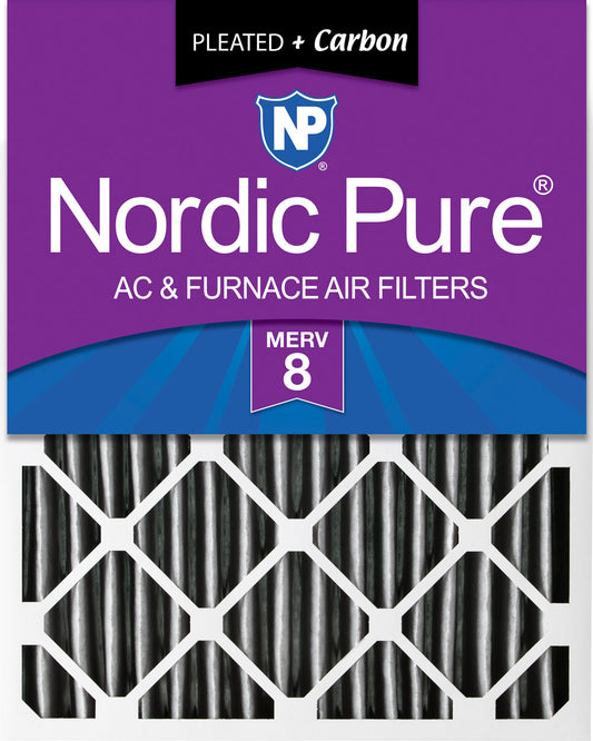 24x24x4 (3 5/8) Furnace Air Filters MERV 8 Pleated Plus Carbon 1 Pack