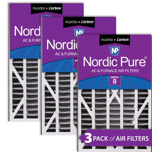 Air Bear Cub 16x25x3 Air Filter Replacement MERV 8 Pleated Plus Carbon 3 Pack
