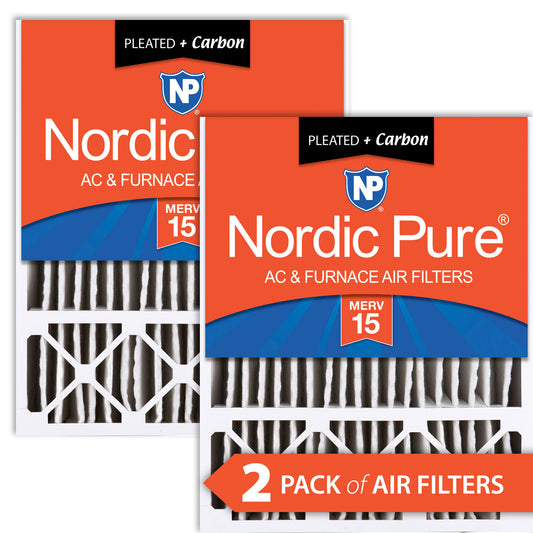20x25x5 (4 3/8) Honeywell/Lennox Replacement Air Filters MERV 15 Plus Carbon 2 Pack