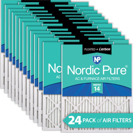 10x10x1 Pleated Air Filters MERV 14 Plus Carbon 24 Pack