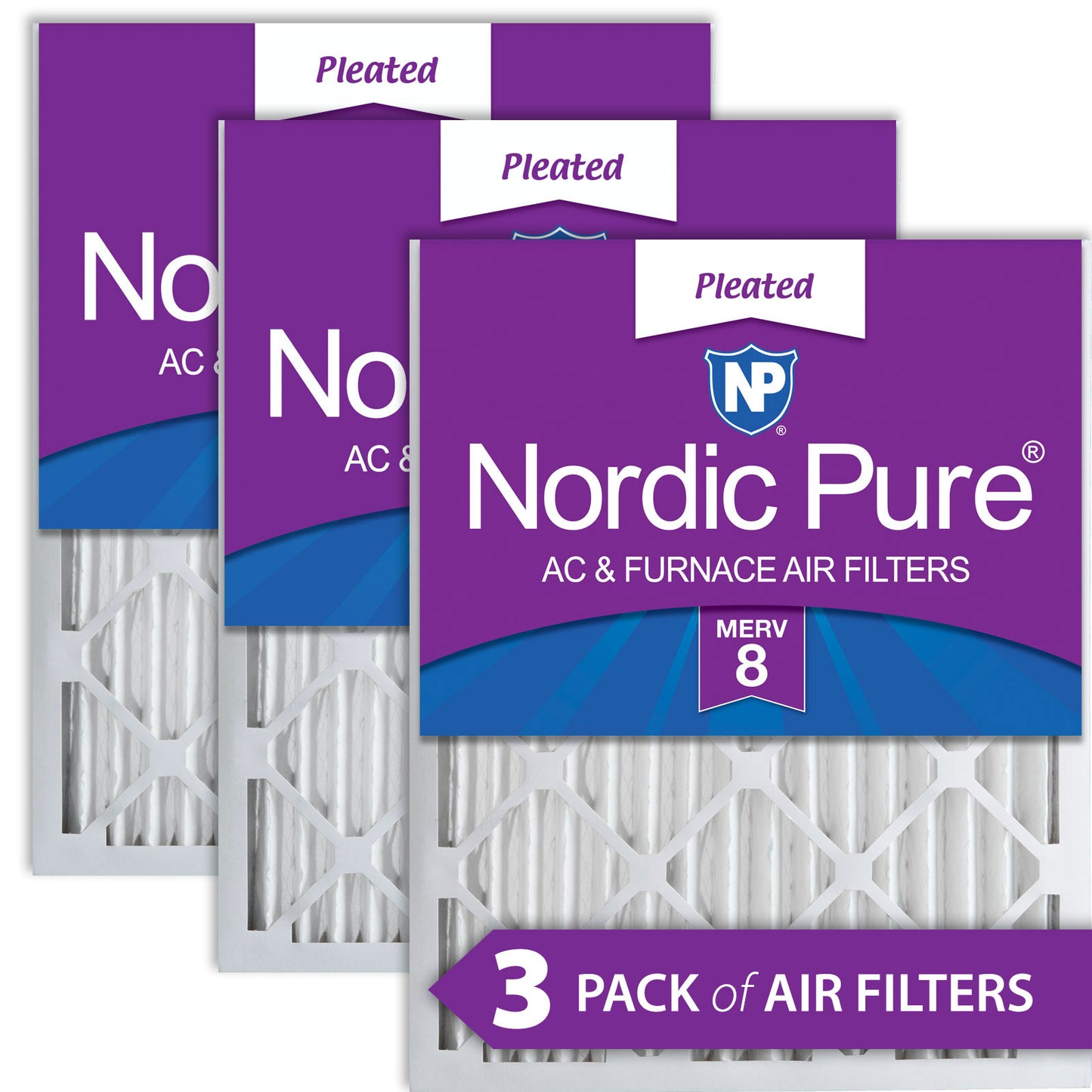 20x35x2 Pleated MERV 8 Air Filters 3 Pack