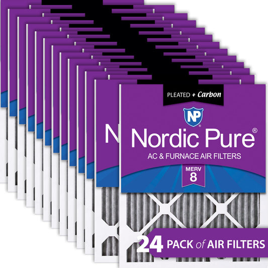 10x10x1 Furnace Air Filters MERV 8 Pleated Plus Carbon 24 Pack