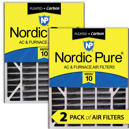 Air Bear 20x25x5 (4 7/8) Air Filter Replacement MERV 10 Pleated Plus Carbon 2 Pack