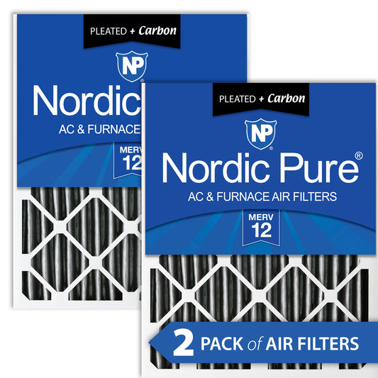 20x25x4 (3 5/8) Furnace Air Filters MERV 12 Pleated Plus Carbon 2 Packs