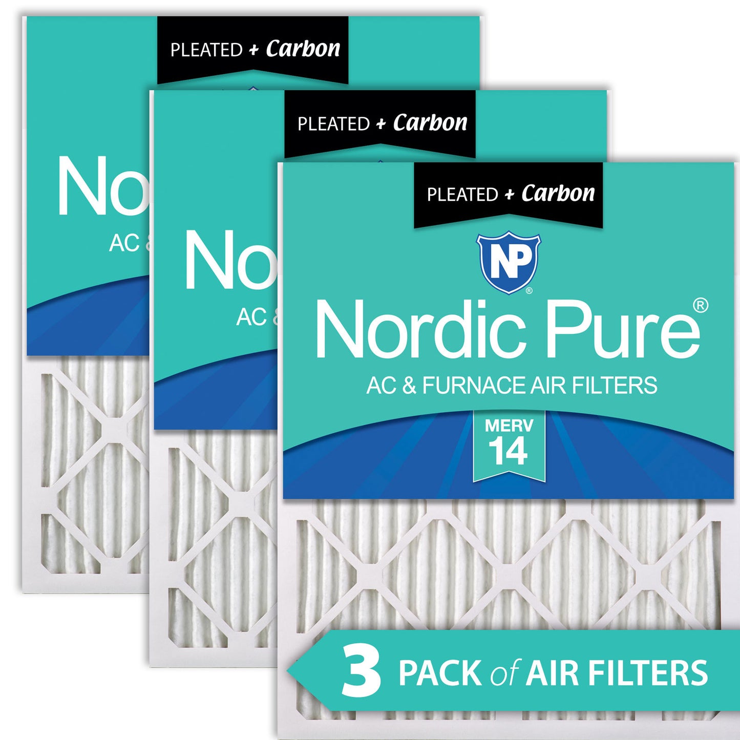 8x20x1 Pleated Air Filters MERV 14 Plus Carbon 3 Pack