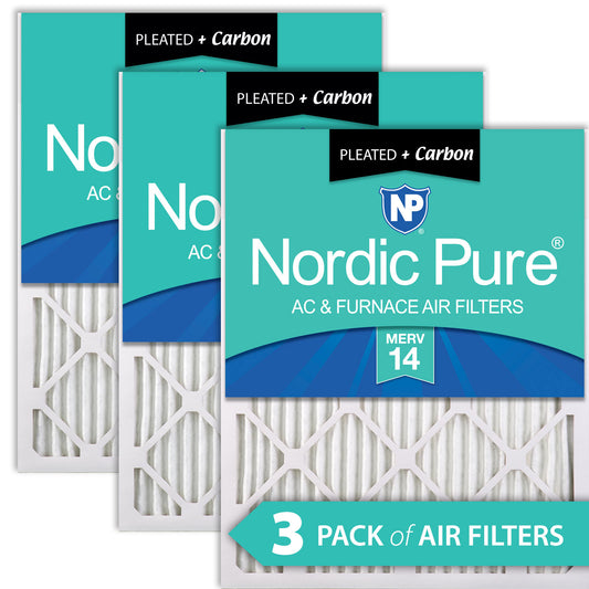 8x20x1 Pleated Air Filters MERV 14 Plus Carbon 3 Pack