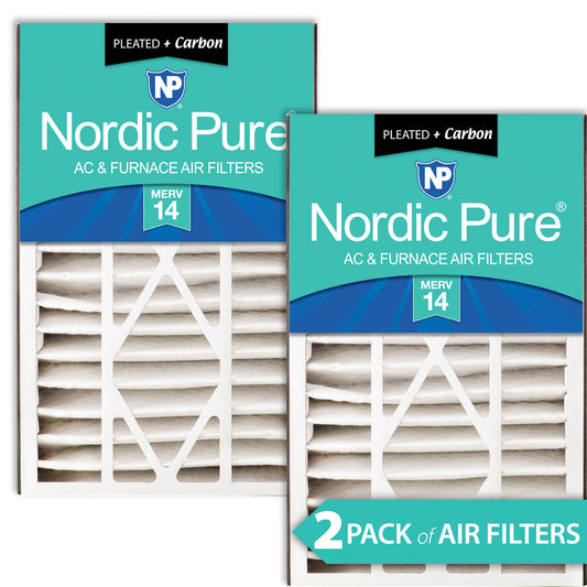 Air Bear 16x25x5 (4 7/8) Air Filter Replacement MERV 14 Plus Carbon 2 Pack