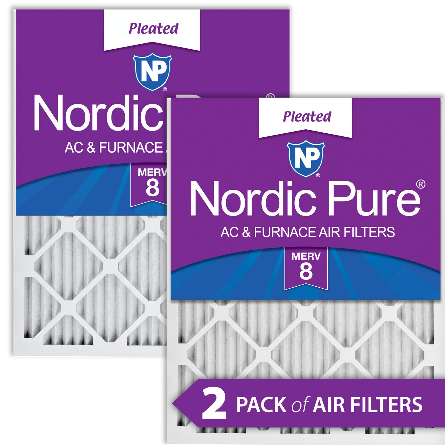 8x20x1 Pleated MERV 8 Air Filters 2 Pack