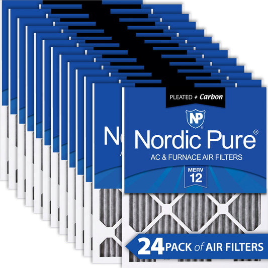 8x20x1 Furnace Air Filters MERV 12 Pleated Plus Carbon 24 Pack