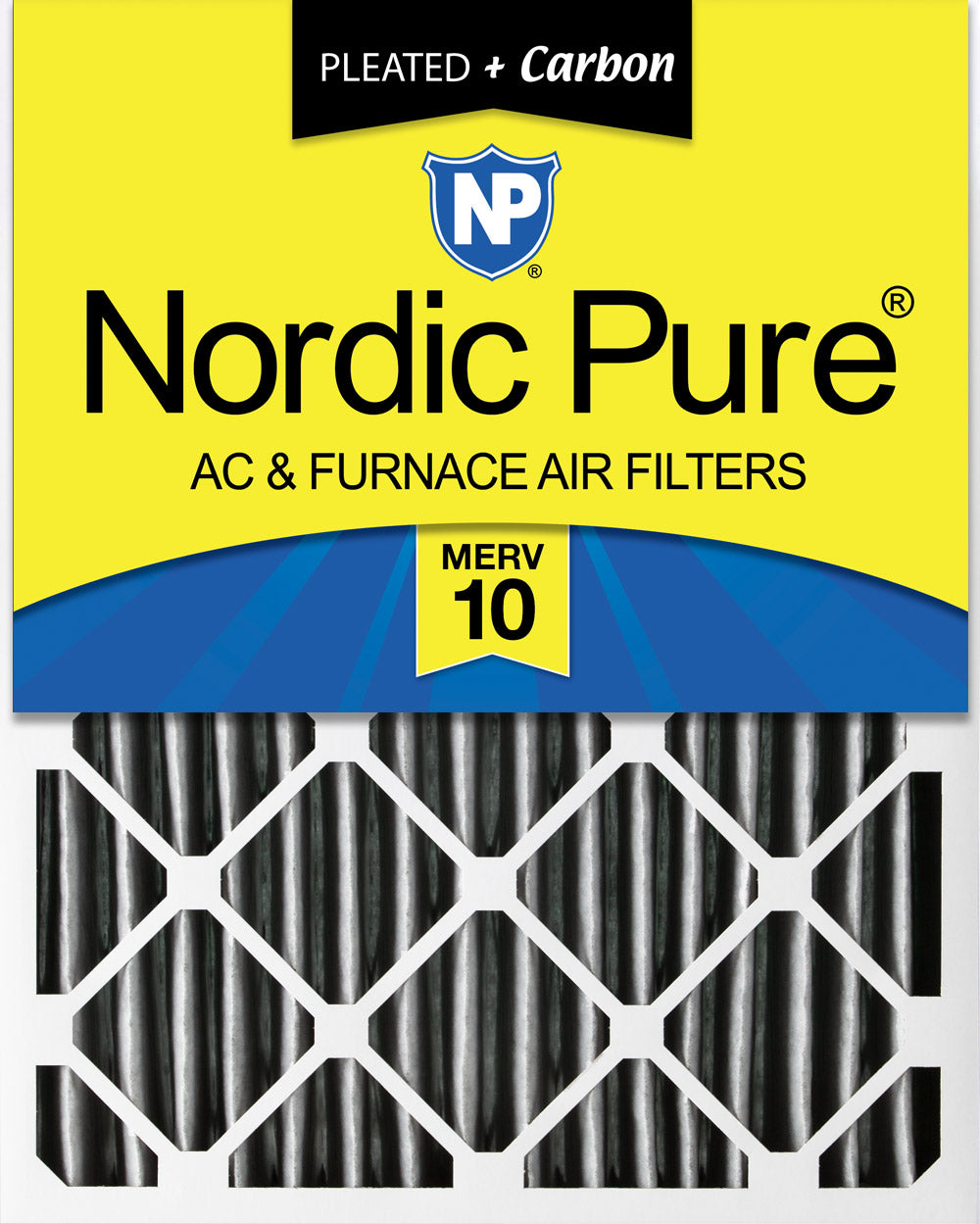 24x24x4 (3 5/8) Furnace Air Filters MERV 10 Pleated Plus Carbon 1 Pack