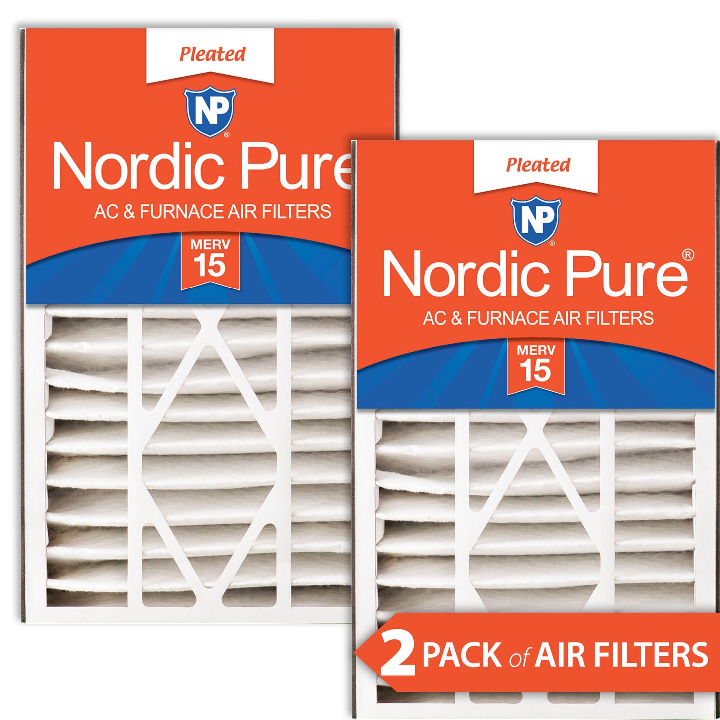 Air Bear 16x25x5 (4 7/8) Replacement 266649-105 MERV 15 Air Filters 2 Pack