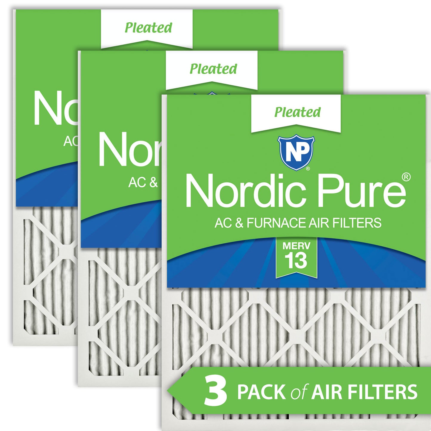 10x10x1 Pleated MERV 13 Air Filters 3 Pack
