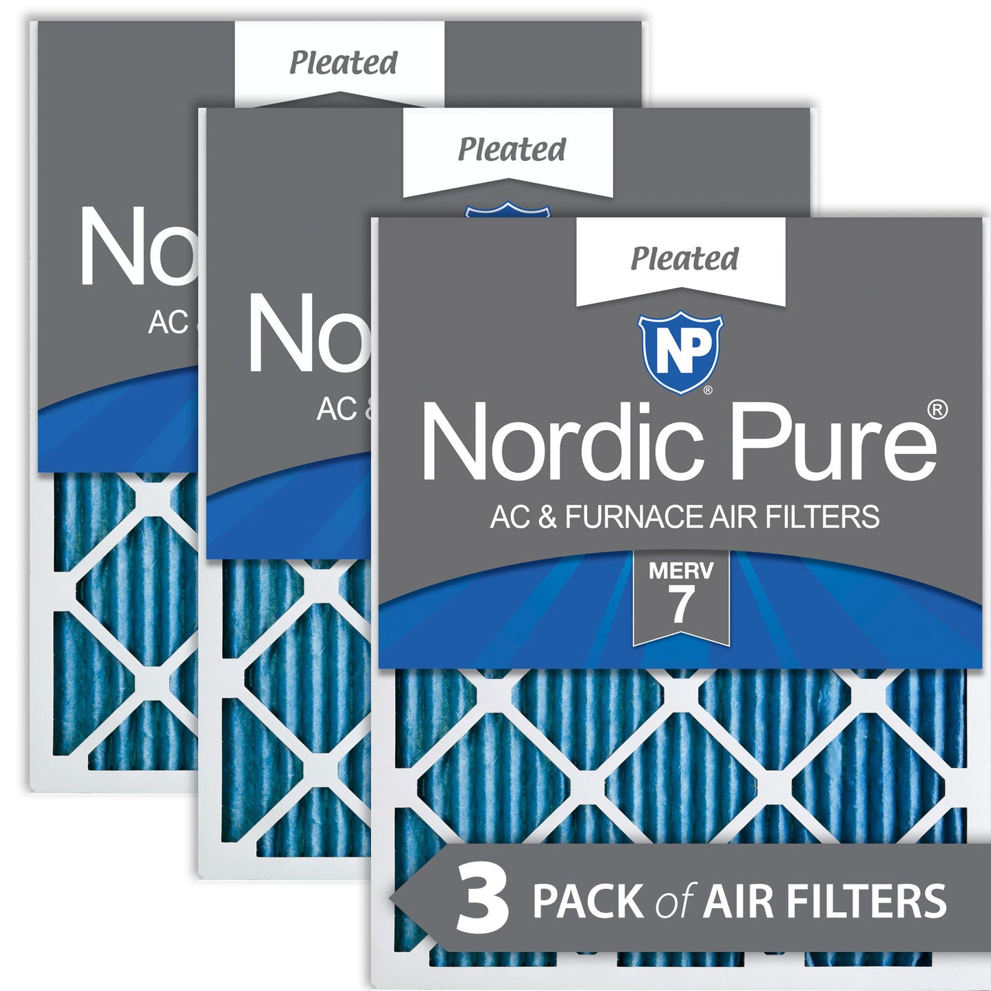 14x25x1 Pleated MERV 7 Air Filters 3 Pack