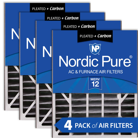 Air Bear 20x25x5 (4 7/8) Air Filter Replacement MERV 12 Pleated Plus Carbon 4 Pack