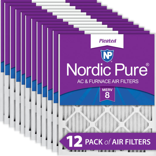 8x20x1 Pleated MERV 8 Air Filters 12 Pack