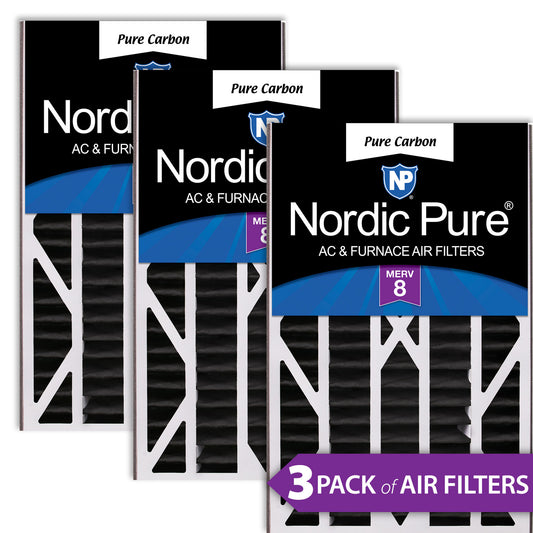 Air Bear Cub 16x25x3 Replacement 259112-101 Pure Carbon Pleated Odor Reduction Merv 8 Furnace Filters 3 Pack