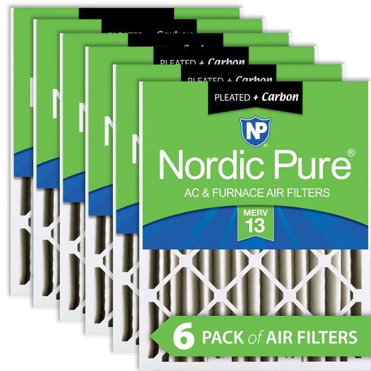 12x24x4 (3 5/8) Pleated Air Filters MERV 13 Plus Carbon 6 Pack