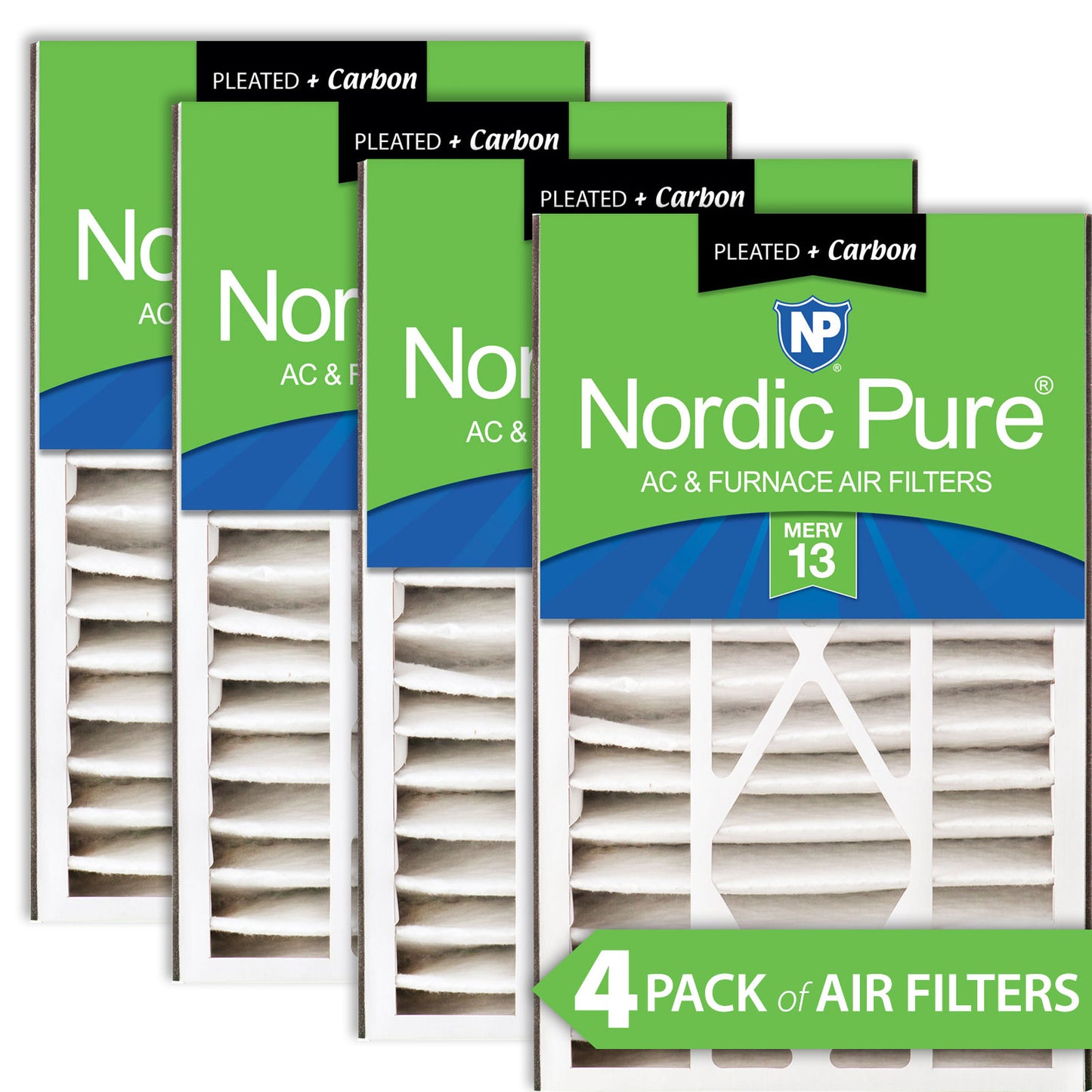 Air Bear 16x25x5 (4 7/8) Air Filter Replacement MERV 13 Plus Carbon 4 Pack