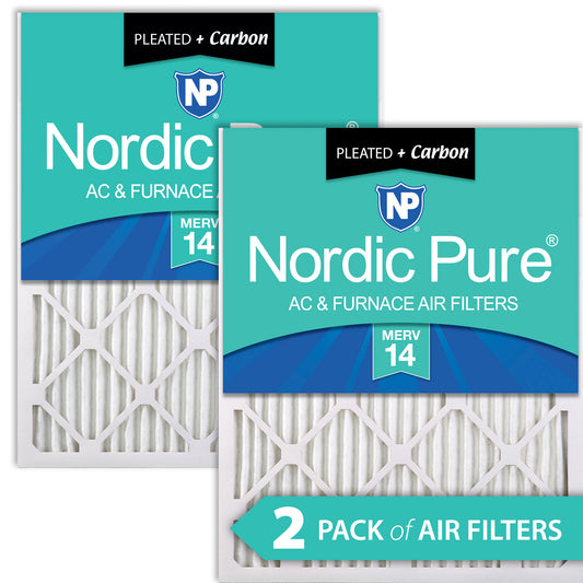 10x10x1 Pleated Air Filters MERV 14 Plus Carbon 2 Pack
