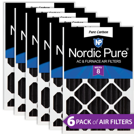 20x25x4 (3 5/8) Pure Carbon Pleated Odor Reduction Merv 8 Furnace Filters 6 Pack